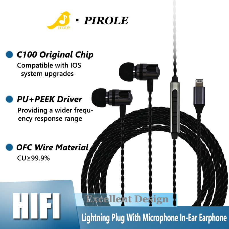 Wired Earphone Lightning - Auriculares originales con cable y micrófono,