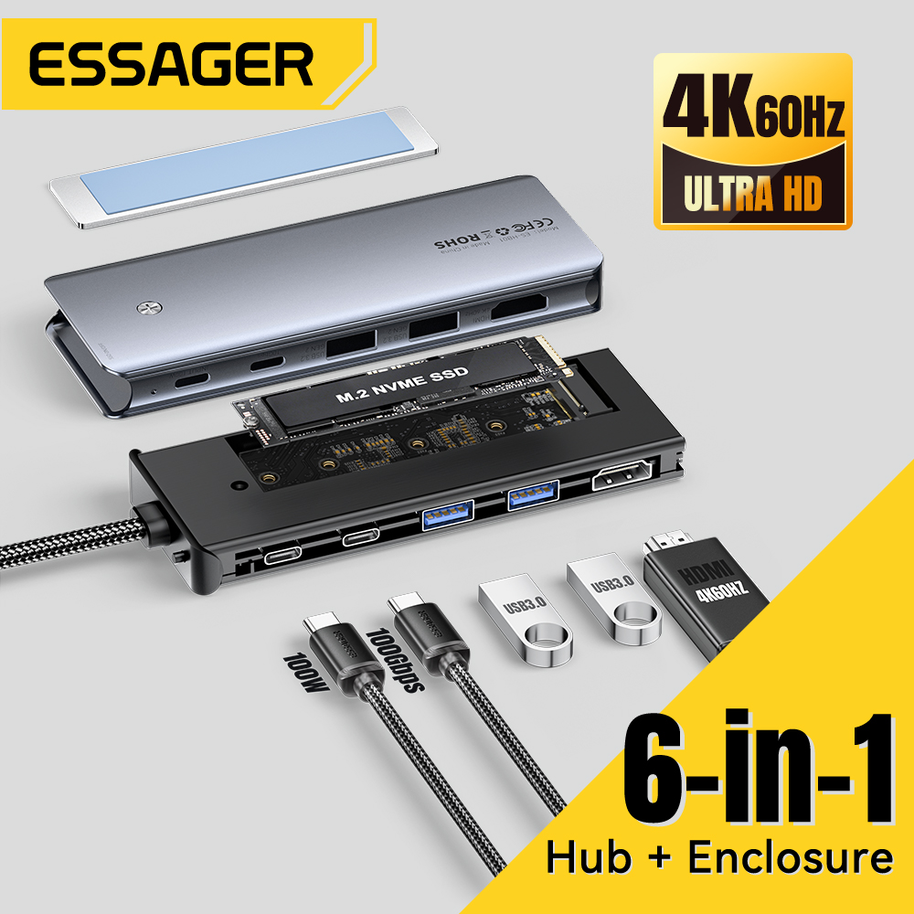 Essager USB C Hub con carcasa  - Usb Hub Type C reseña y precio